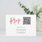 QR-Code RSVP-Karten Rot RSVP Karte (Stehend Vorderseite)