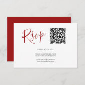 QR-Code RSVP-Karten Rot RSVP Karte (Vorne/Hinten)