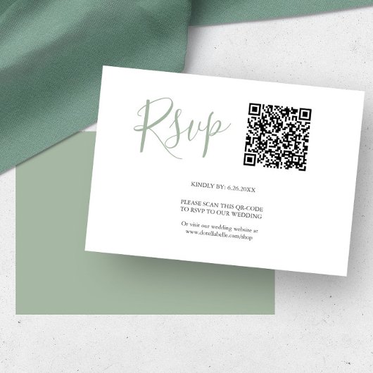 QR-Code RSVP-Karten Sage Green RSVP Karte