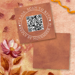 QR code RSVP stained terracotta fall wedding Begleitkarte