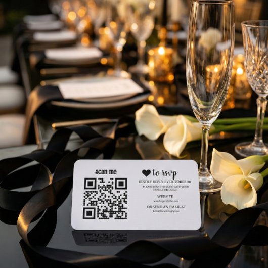 QR Code RSVP Wedding Website Simple Photo Response Begleitkarte