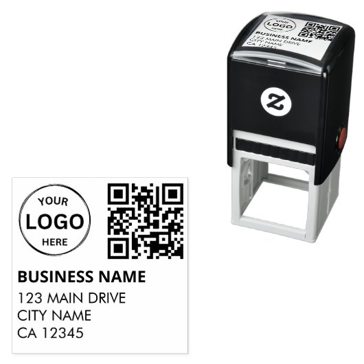 QR-Code-Rücksendeadresse Berufliches Logo Permastempel (Beispiel)