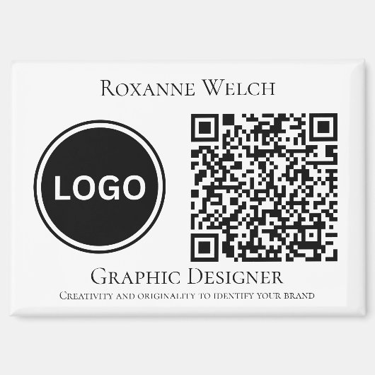 QR-Code Runde Logo Unternehmen Großunternehmen Magnet (Vorderseite)