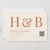 QR Code Rust Monogram Wedding Einladung (Vorderseite)
