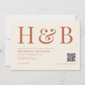 QR Code Rust Monogram Wedding Einladung (Vorderseite)