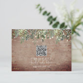 QR Code Rustic Brick Botanical Wedding RSVP Karte (Stehend Vorderseite)