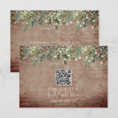 QR Code Rustic Brick Botanical Wedding RSVP Karte (Vorne/Hinten)