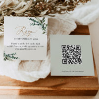 QR Code Rustic Greenerity Gold Wedding Rsvp Card