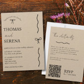 QR Code Rustic Kraft (editierbar) Budget Bow Weddi Einladung