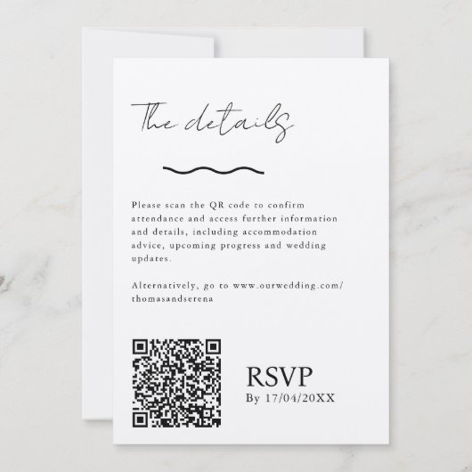 QR Code Rustic Kraft (editierbar) Budget Bow Weddi Einladung (Rückseite)