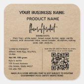 QR Code Rustic Texas Hütte Law Lebensmitteletikett Quadratischer Aufkleber (Vorderseite)