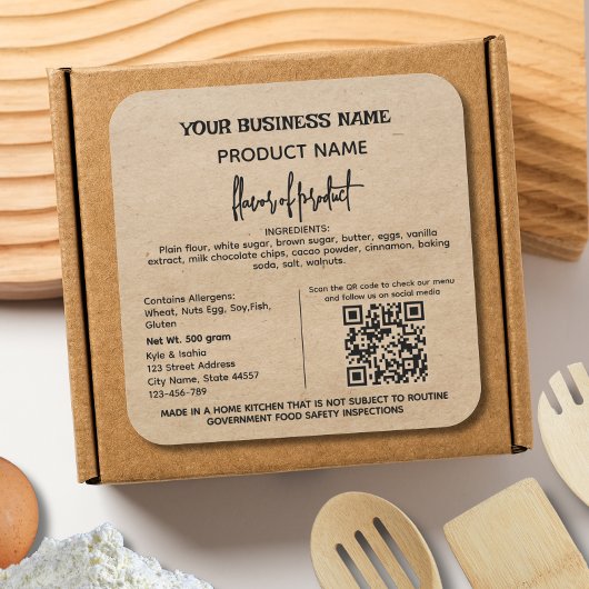 QR Code Rustic Texas Hütte Law Lebensmitteletikett Quadratischer Aufkleber