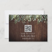 QR Code Rustic Wood Botanical Wedding RSVP (Vorderseite)