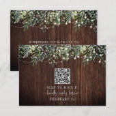 QR Code Rustic Wood Botanical Wedding RSVP Karte (Vorne/Hinten)