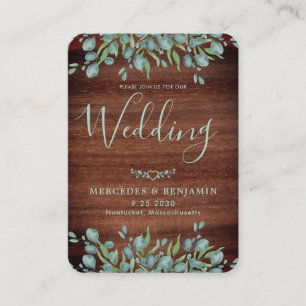 QR Code Rustic Wood Eukalyptus Wedding Einladung