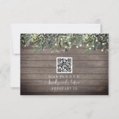 QR Code Rustic Wood Plank Botanical Wedding RSVP (Vorderseite)