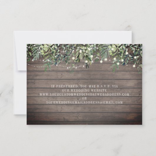 QR Code Rustic Wood Plank Botanical Wedding RSVP (Rückseite)