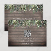 QR Code Rustic Wood Plank Botanical Wedding RSVP Karte (Vorne/Hinten)