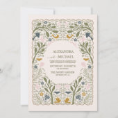 QR-Code Rustik Grüne Wald-Farn-Hochzeit Einladung (Vorderseite)
