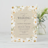 QR-Code Rustikale Aquarellfarben Daisy-Blume Hochz Einladung (Stehend Vorderseite)