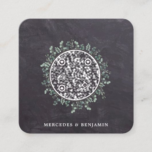 QR Code Rustikale botanische Hochzeitseinladung Begleitkarte (Vorderseite)