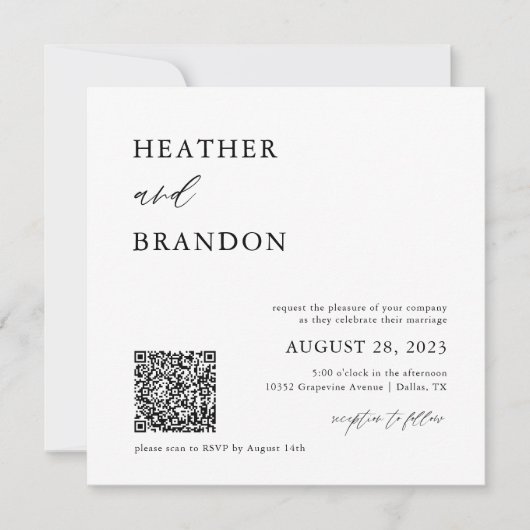 QR Code Rustikale Einladung zum Hochzeitsplatz (Vorderseite)