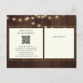 QR-Code rustikale Foto Hochzeit in einem Einladungspostkarte (Rückseite)