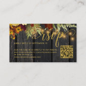 QR-Code rustikale Herbst Blütenhochzeit RSVP-Gehäu Begleitkarte (Vorderseite)
