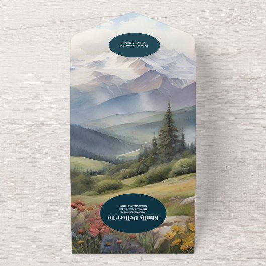 QR Code Rustikale Hochzeit auf den Bergen All In One Einladung (Außenbereich)