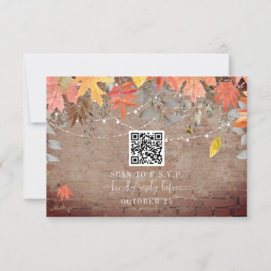 QR-Code Rustikale Hochzeit im Herbst RSVP Karte (Vorderseite)