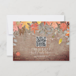 QR-Code Rustikale Hochzeit im Herbst RSVP Karte