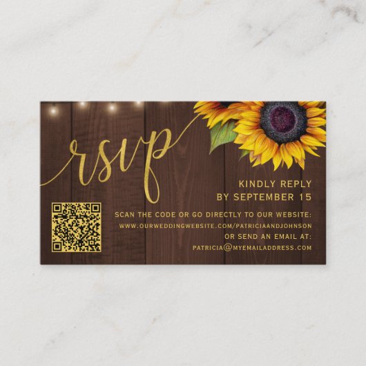 QR-Code rustikale Hochzeit mit Country-Chic RSVP Begleitkarte (Vorderseite)