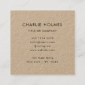 QR-Code | Rustikale Kraft Moderne minimale Berufli Quadratische Visitenkarte (Rückseite)