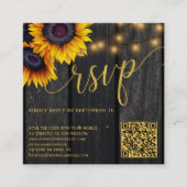 QR-Code rustikale Sonnenblumenholzhochzeit RSVP Begleitkarte (Vorderseite)