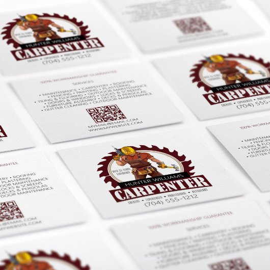 QR Code Rustikale Tischlerwerkzeuge Quadratische Visitenkarte