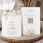 QR Code Rustikale White Blooms Hochzeit Einladung