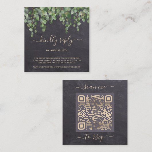 QR-Code Rustikaler Eukalyptus Botanischer Hochzeit Begleitkarte (Vorne/Hinten)