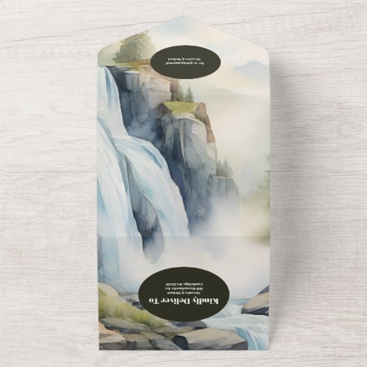 QR Code Rustikales Gebirgswasser Boho Hochzeit All In One Einladung (Außenbereich)