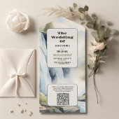 QR Code Rustikales Gebirgswasser Boho Hochzeit All In One Einladung