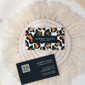 QR CODE Safari Animal Skin Leopard Spot Visitenkarte