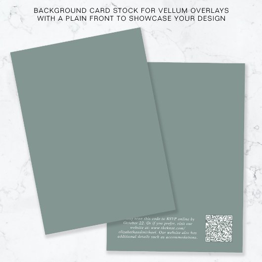 QR Code Sage Green Background for Vellum Overlay Einladung