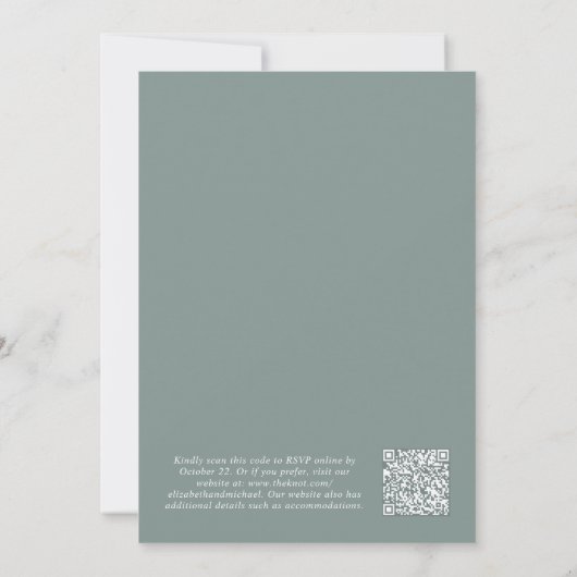 QR Code Sage Green Background for Vellum Overlay Einladung (Rückseite)