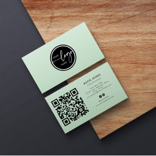 QR-Code Sage Green Benutzerdefinierter Kreis Ihr L Visitenkarte