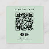 QR-Code Sage Green Benutzerdefiniertes Logo Code s Quadratische Visitenkarte (Rückseite)