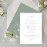 QR Code Sage Green Classic Script Monogram Wedding Einladung<br><div class="desc">Ihre Hochzeit ist einer der wichtigsten Tage Ihres Lebens, sodass Sie alles gewollt, um perfekt zu sein. Das beinhaltet Ihre Einladungen! Diese elegante QR Code Sage Green Classic Script Monogram Wedding Invitation sind genau das, was Sie brauchen, um den Ton für Ihren besonderen Tag Set. Das luxuriöse Salbei-Design eignet sich...</div>
