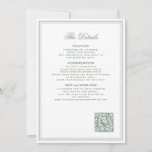 QR code sage green crest monogram wedding Einladung (Rückseite)