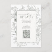 QR-Code Sage Green Floral Wedding Details Begleitkarte (Vorderseite)