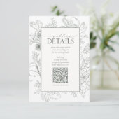 QR-Code Sage Green Floral Wedding Details Begleitkarte (Stehend Vorderseite)