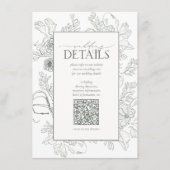 QR-Code Sage Green Floral Wedding Details Begleitkarte (Vorderseite)