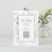 QR-Code Sage Green Floral Wedding Details Begleitkarte (Stehend Vorderseite)
